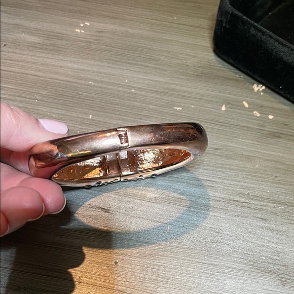 Crystal Pavé Rose Gold Hinged Bangle Bracelet - Picture 3 of 4
